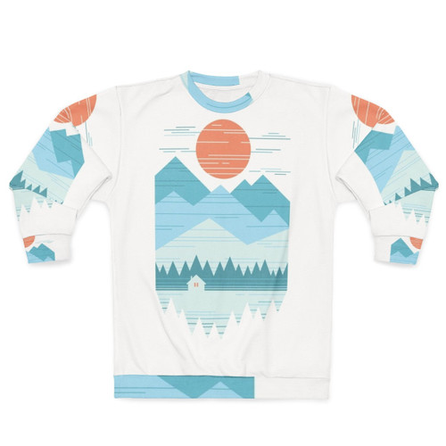Cabin in the snow graphic design sweatshirt