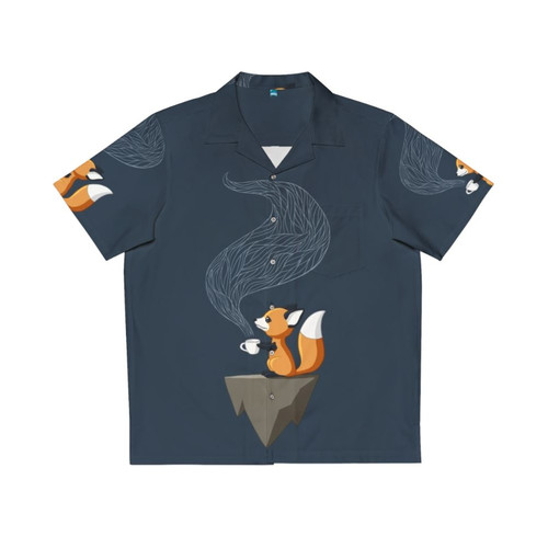 cute fox tea print hawaiian shirt for kids