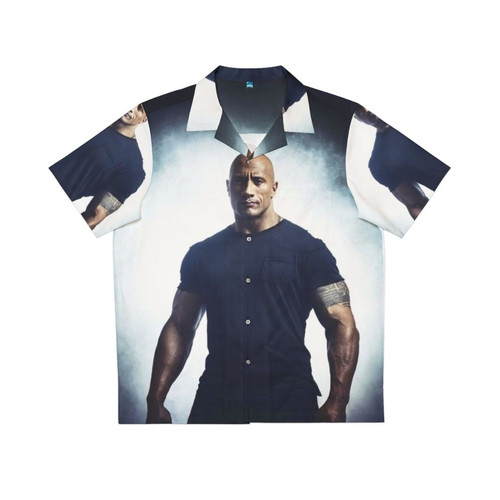 Dwayne Johnson wearing a tropical Hawaiian shirt