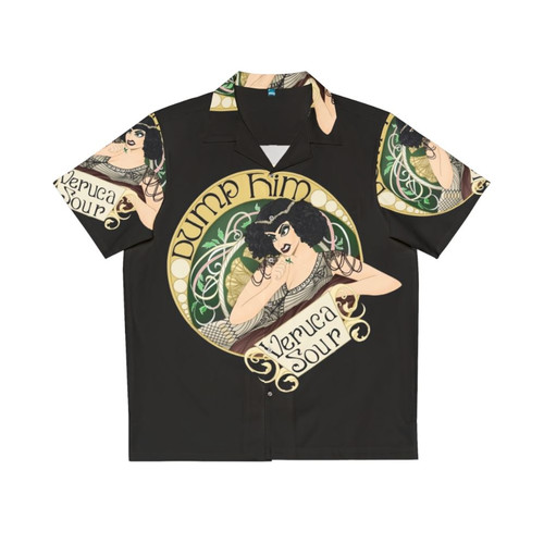 Hawaiian shirt with tarot card and art nouveau design, featuring the "Dump Him" text