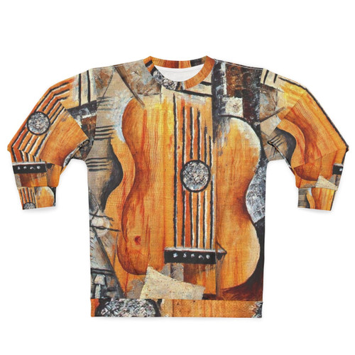Classic guitar painting design on a comfortable sweatshirt