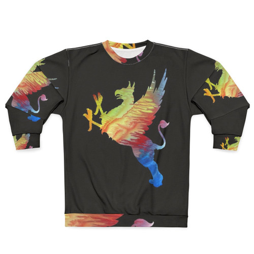Gryphon sweatshirt with abstract watercolor design