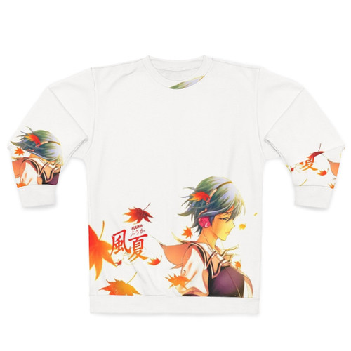 Fuuka anime inspired sweatshirt featuring autumn leaves and music graphics