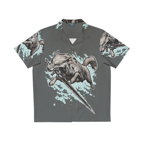 Swordswolf Dark Souls Inspired Grey Wolf Hawaiian Shirt