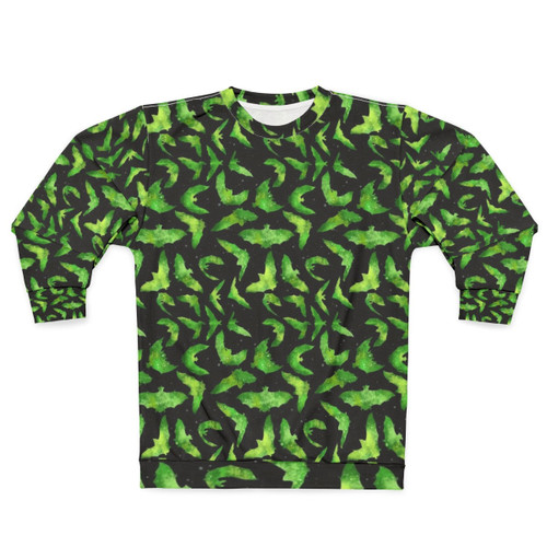 Green Halloween Bats Watercolor Sweatshirt