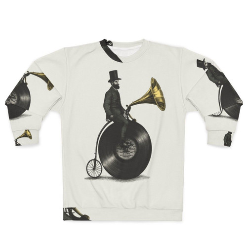 Vintage Music Lover's Sweatshirt with Retro Graphic Art