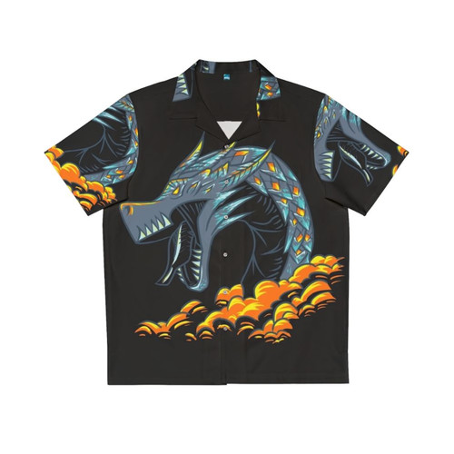 Mystic Dark Lightning Dragon Hawaiian Shirt featuring legendary animals