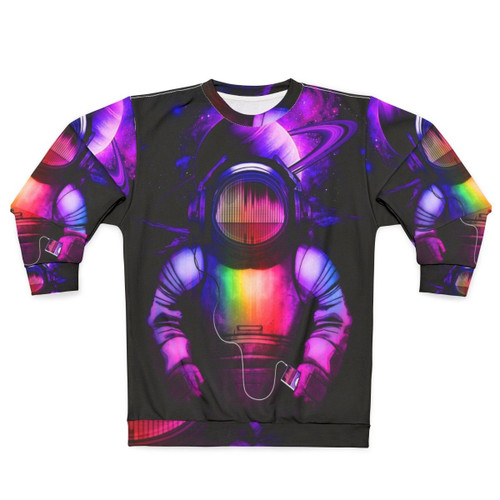 Cosmic Music Sweatshirt featuring a spaceman in headphones