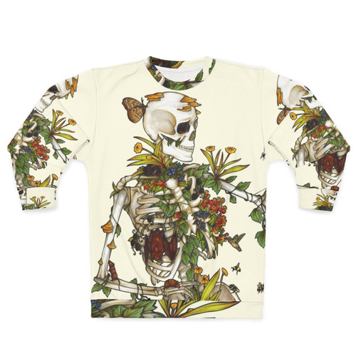 Bones and Botany Sweatshirt featuring a skeleton and botanical design