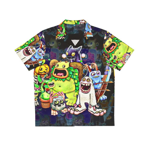 Vibrant My Singing Monsters themed Hawaiian shirt
