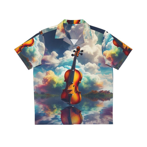 Melodic Reflection Hawaiian Shirt with nature and music-inspired design