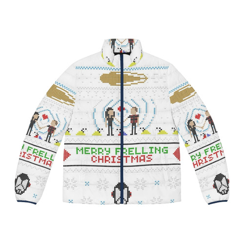 Merry Christmas Farscape Scifi Puffer Jacket with Ugly Sweater Design