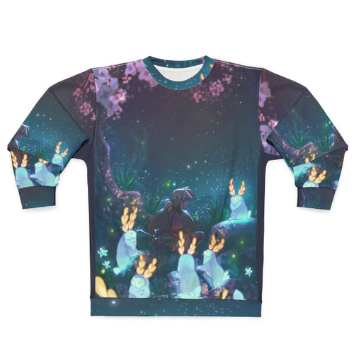 Blupee Sanctuary Zelda Sweatshirt with Whimsical Moon Bunnies and Cherry Blossoms