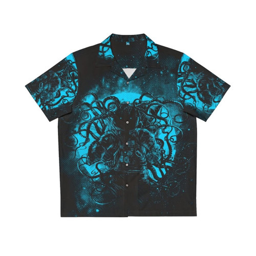 Cosmic horror themed Hawaiian shirt with Cthulhu and space imagery