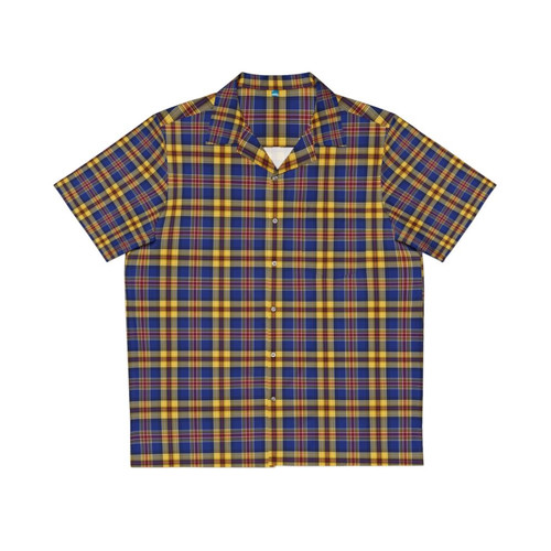 Murtagh tartan blue and gold Irish plaid Hawaiian shirt
