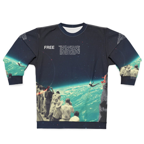 Free vintage surreal space sweatshirt with collage design
