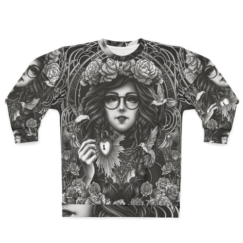 Gothic occult sweatshirt with neo-traditional tattoo inspired design