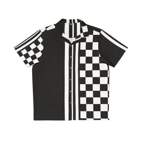 Stylish black and white ska inspired Hawaiian shirt