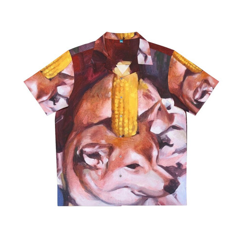 Corn Dog Hawaiian Shirt featuring Doge and Cheems meme characters