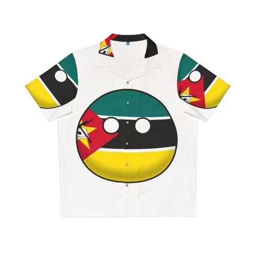 Mozambique countryball design on a colorful Hawaiian shirt