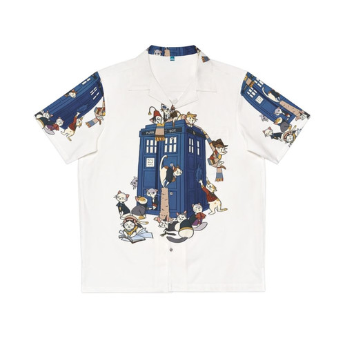 Doctor Cat Hawaiian Shirt featuring space, time, and the TARDIS