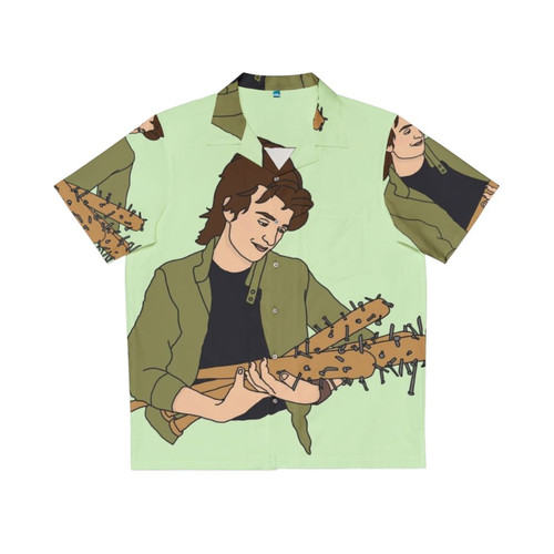 Steve Harrington wearing a Hawaiian shirt with baseball bats