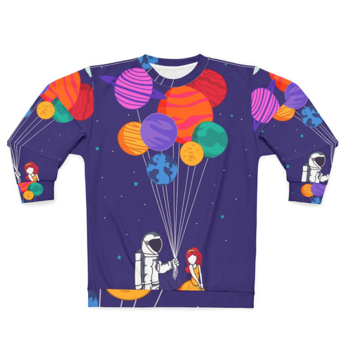 Couples space galaxy sweatshirt with planets and stars