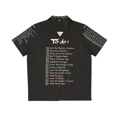 Commander Shepard Hawaiian Shirt with Mass Effect To-Do List
