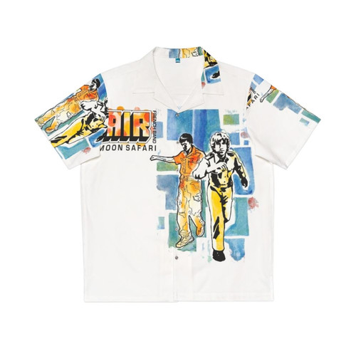 Retro Moon Safari Hawaiian Shirt featuring vinyl records and music band design