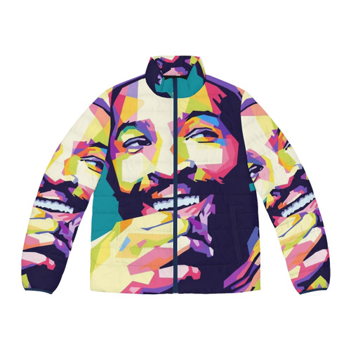 Marvin Gaye Colorful Pop Art Puffer Jacket