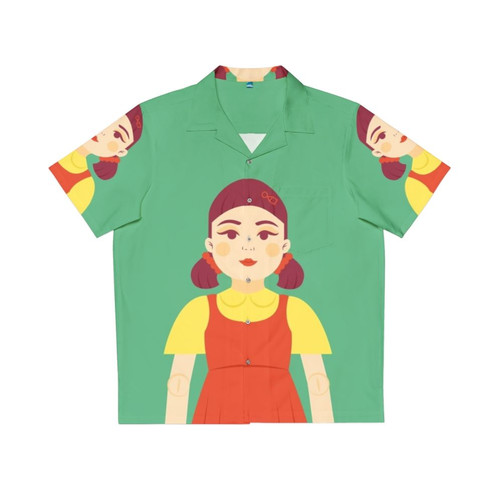 Squid Game Doll Hawaiian Shirt with Red Light Green Light Robot Doll