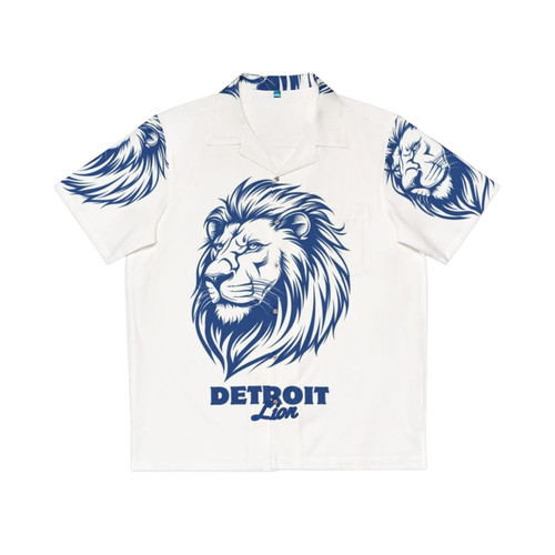 Detroit Lions Hawaiian Shirt Featuring the Team's Logo and Detroit Landmarks