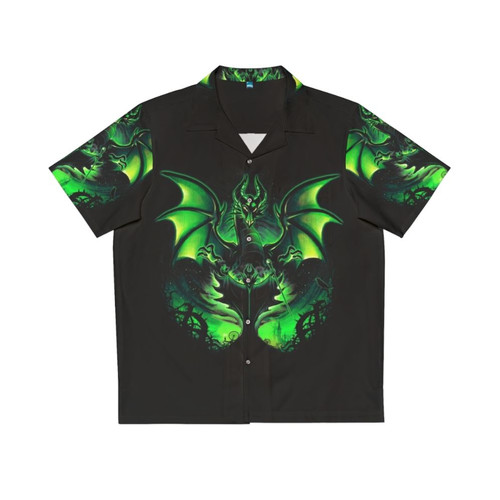 Maleficent Hawaiian shirt with fantasy tropical floral design