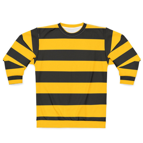 Bee pattern black and yellow striped sweatshirt