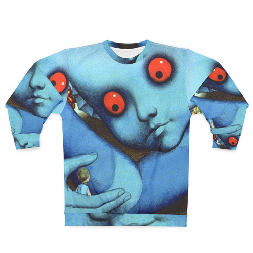 Psychedelic cartoon sweatshirt featuring imagery from the classic French film Fantastic Planet