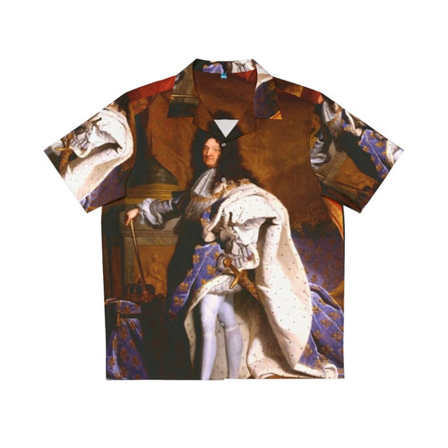 Baroque-style portrait of King Louis XIV on a Hawaiian shirt