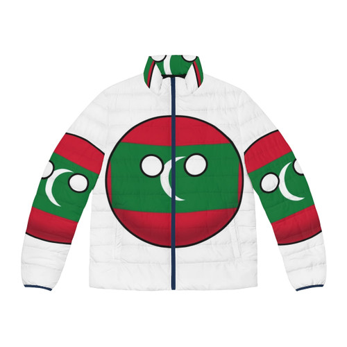 Maldives Countryball Puffer Jacket featuring the iconic flag design of the Maldives