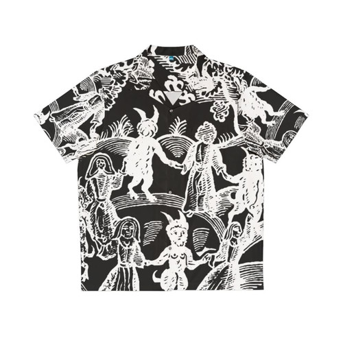 White Hawaiian shirt with skull and goat designs