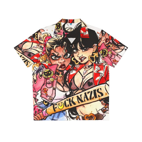 Magical girls superhero watercolor hawaiian shirt