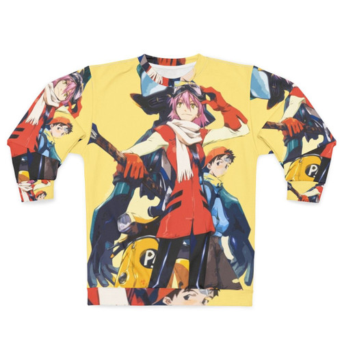 Retro FLCL anime sweatshirt with 90s Japanese manga design