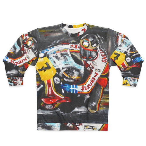 Barry Sheene Motorsport Art Oil Painting Sweatshirt
