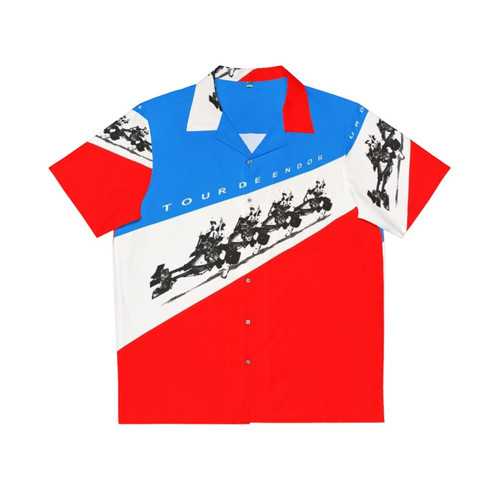 Classic Pop Art Hawaiian Shirt with Vinyl Record and Movie Motifs