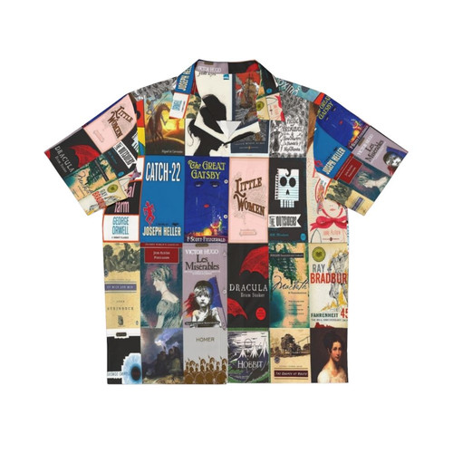Classic literature book cover Hawaiian shirt with focus on reading and literature