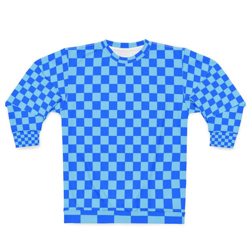 Baby blue and brandeis blue checkered sweatshirt
