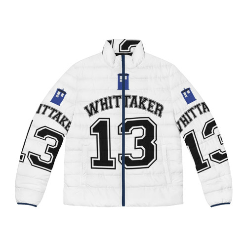 Jodie Whittaker as the 13th Doctor on a puffer jacket