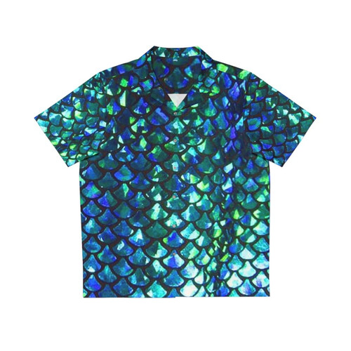 Shimmery mermaid fish scales Hawaiian shirt