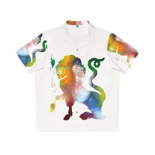 Colorful Hawaiian shirt featuring a mythological chimera creature