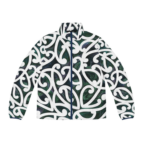 Maori Paua Puffer Jacket - Warm and stylish outerwear featuring Polynesian-inspired Maori art design