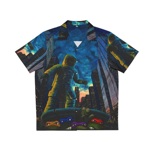 Sewer Surfers Hawaiian Shirt with space and night city graphic