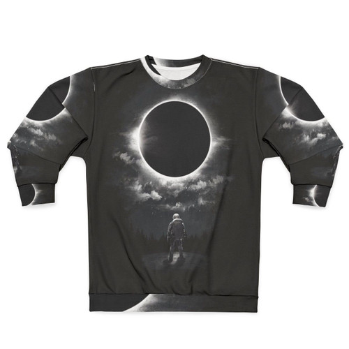 Eclipse Cosmic Sweatshirt with Space, Solar and Lunar Graphic Design